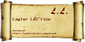 Lagler Lőrinc névjegykártya