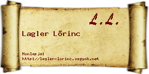 Lagler Lőrinc névjegykártya